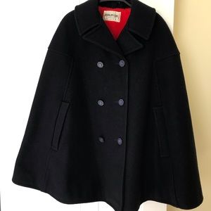 Vintage heavy navy faux fur lined cape